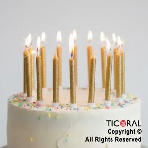 VELA FINA 6 CM GIBRE ORO X 12 UNIDADES